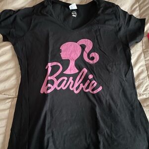 Black V-neck Barbie T-shirt